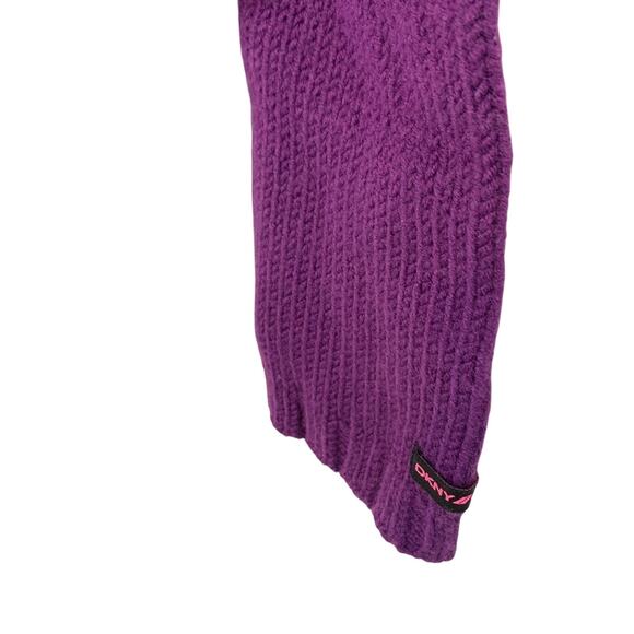 Donna Karen DKNY Purple Chunky Knit Mock Neck Sweater Logo Textured Raised XS - Picture 8 of 16